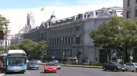 Traffic in downtown Madrid Stock Footage 589829