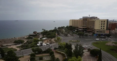 Traffic in the Downtown roundabout Stock Footage 99780794