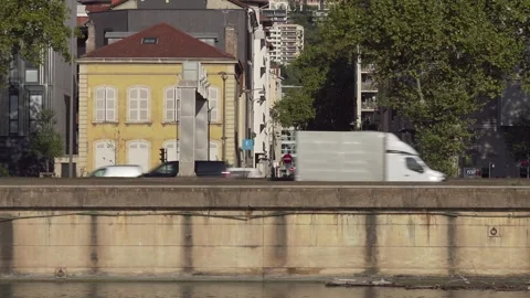 Traffic drives along M7 main road into Lyon, France Stock-Footage 285651604