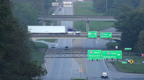 Traffic drives along roads to interstate, asheville, nc, usa Stock Footage 45436685