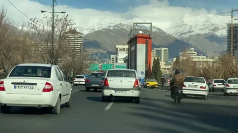 Traffic Drives Over A Bridge In Tehran, Iran Stock Footage 246150599