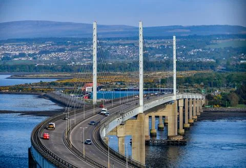 Traffic driving across Kessock Bridge, Inverness, Highlands, Scotland, UK Stock Photos