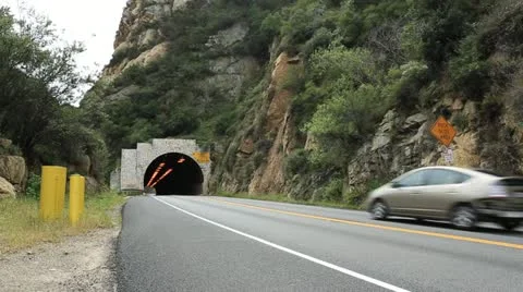Traffic Driving Through Tunnel Wide Angle HD Stock Footage