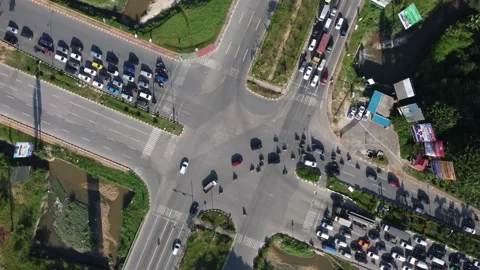 Traffic drone view of intersection Stock Footage 168274849