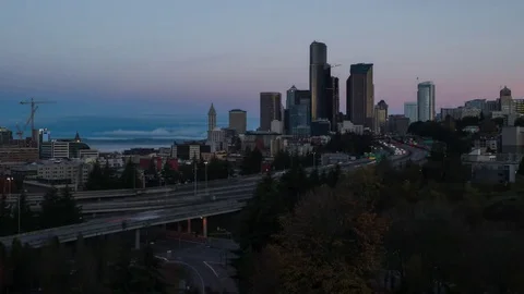 Traffic During a Seattle Sunrise Stock Footage 69265239