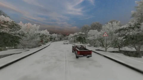 Traffic during snowfall on a slippery road Stock Footage 130327785