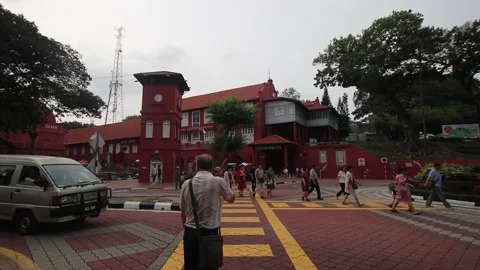 Traffic at Dutch Square Malacca Stock Footage 130293744