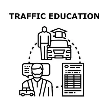 Traffic education concept learning driving license process Stock Illustration