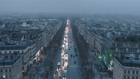 Traffic of Elysian fields Paris Stock Footage 112748570