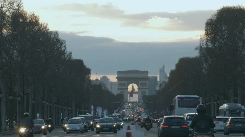 Traffic of Elysian fields Paris Stock Footage 112748802