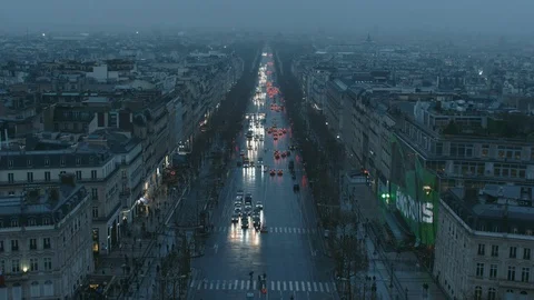 Traffic of Elysian fields Paris Stock-Footage 112749959