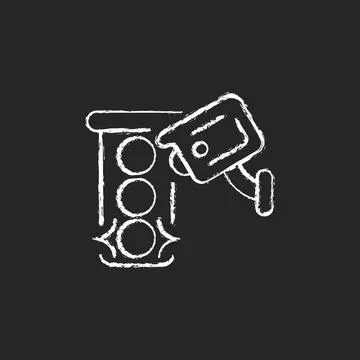 Traffic enforcement camera chalk white icon on dark background Stock Illustration