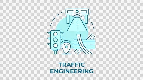 Traffic engineering blue concept icon animation Stock Footage 341020435
