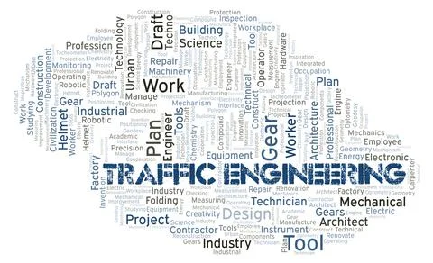 Traffic Engineering typography word cloud create with the text only Stock Illustration