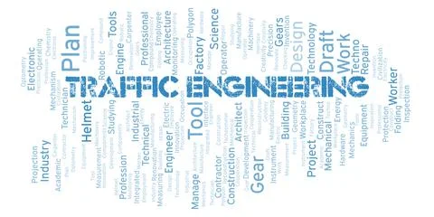 Traffic Engineering typography word cloud create with the text only Stock Illustration
