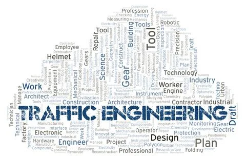 Traffic Engineering typography word cloud create with the text only Stock Illustration