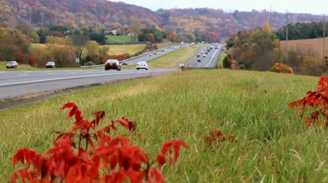 Traffic in Fall Season Stock Footage 36150363