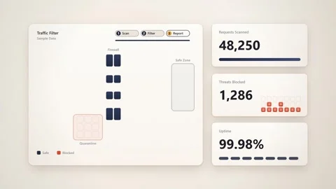 Traffic Filter Dashboard with Firewall Security and Threat Quarantine Vidéo 347869992