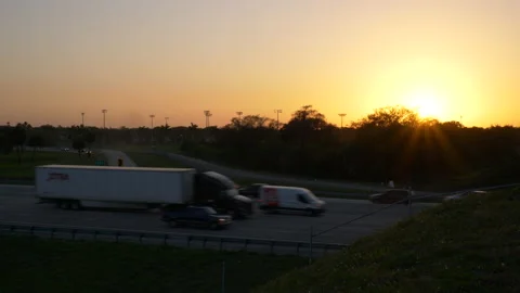 Traffic Florida Turnpike Sunset Stock Footage 200799518