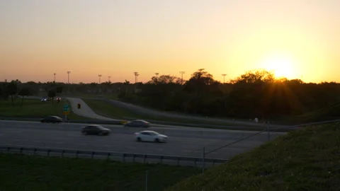 Traffic Florida Turnpike Sunset Video stock 200799531