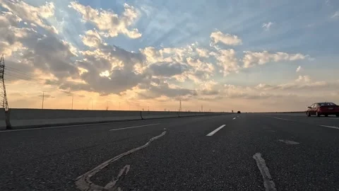 Traffic Flow Across Desert Highway Linking Cairo With Ain Sokhna Coastal Area Stock-Footage 329962186