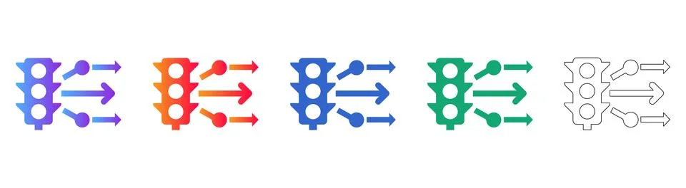 Traffic Flow and Data Routing Icons Illustrazione stock