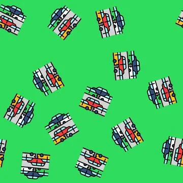 Traffic flow highway road vector seamless pattern Stock Illustration