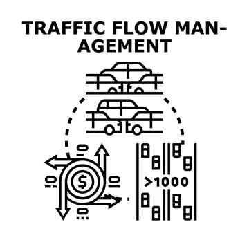 Traffic flow management system managing congestion vector concept Stock Illustration