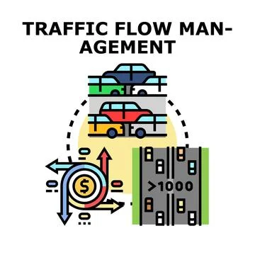 Traffic flow management system managing congestion vector concept Stock Illustration