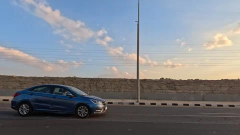 Traffic Flow Moving Along Cairo Ain Sokhna Desert Road Connecting Cairo Red Sea Stock Footage 330010479