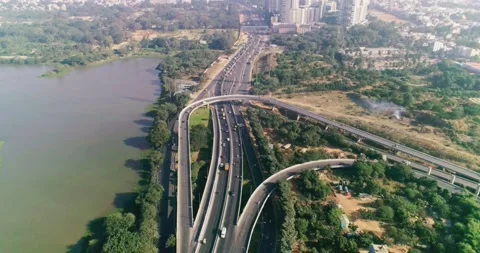 Traffic flow on a regular day over a flyover in bangalore city Stock Footage 219875646