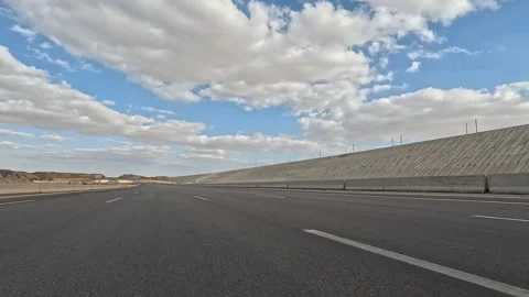 Traffic Flow Through Cairo Ain Sokhna Desert Highway Toward Red Sea Coastal Area Stock Footage 330037258