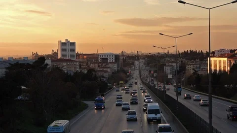 Traffic flow timelapse at sunset in Istanbul, Turkey Stock Footage 88303885
