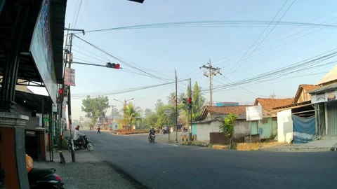Traffic flow at the wangon T-junction towards Cilacap was quite Stock Footage 243406701