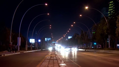 Traffic flowing at night fixed Stock Footage 99289709