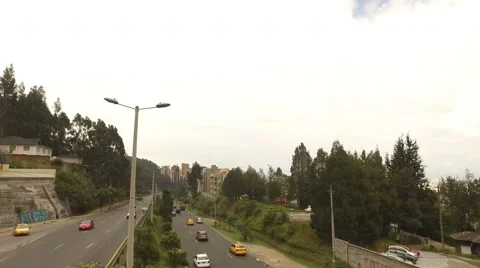 Traffic Flows under a Footbridge in Quito Video stock 60767084