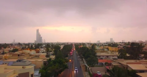 Traffic Flyby at Sunset Video stock 92241765