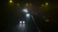 A Traffic At Fogy Evening  In Winter In Night City Traffic In The Fog Stock Footage