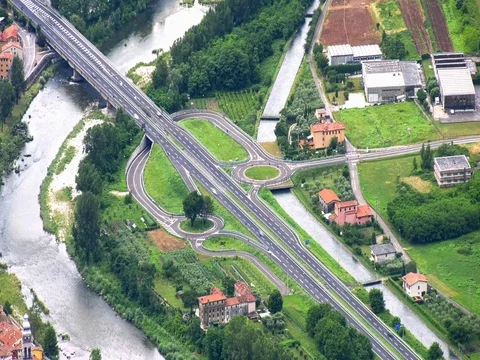 Traffic on the freeway with cars and trucks Stock Footage