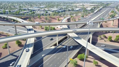 Traffic in Freeway Intersection Stock Footage 92484692
