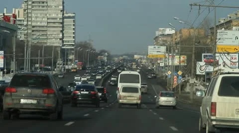 Traffic on Freeway in Moscow Stock Footage 21348088