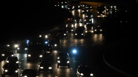 Traffic on Freeway in the night Stock Footage 37119475