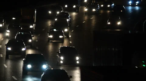 Traffic on Freeway in the night Stock Footage 37120596