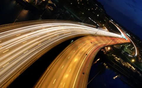 Traffic on freeway Stock Photos