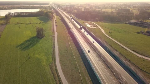 Traffic on freeway seen from above. Stock Footage 106902427