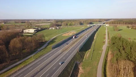Traffic on freeway seen from above. Video stock 106902756