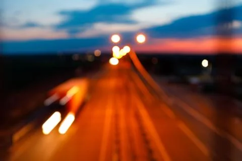 Traffic on freeway at twilight Stock Photos