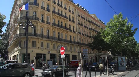 Traffic in front of Building in Marseille Stock Footage 38213883