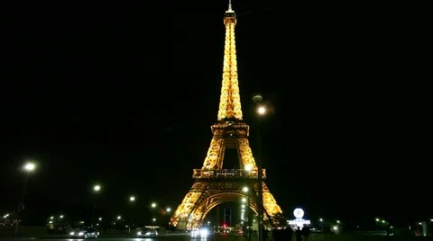 Traffic in front of The Eiffel tower Stock Footage 10889495