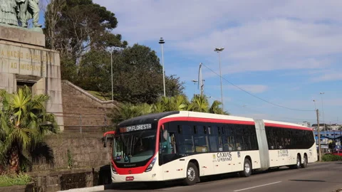 Traffic in front of Immigrant Monument on BR 116 highway, Caxias do Sul Stock Footage 235396740